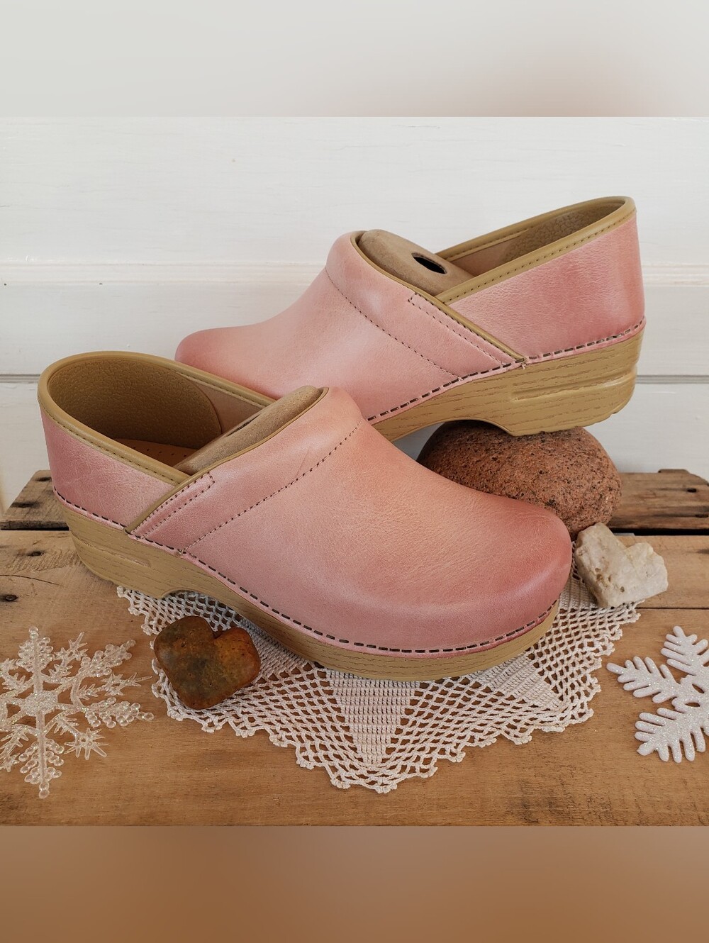Rose Quartz Dansko Pro Honey Clog Pink Burnished Distressed Boho Cottage Prairie - Picture 14 of 14